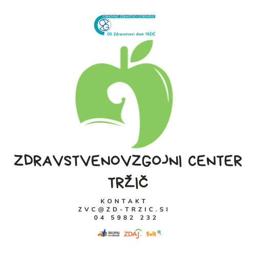 logotip, ikona zeleno jabolko, zdravstveno vzgojni center tržič, kontakt