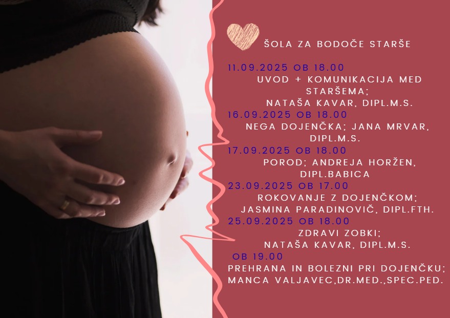 šola za bodoče starše, urnik predavanj