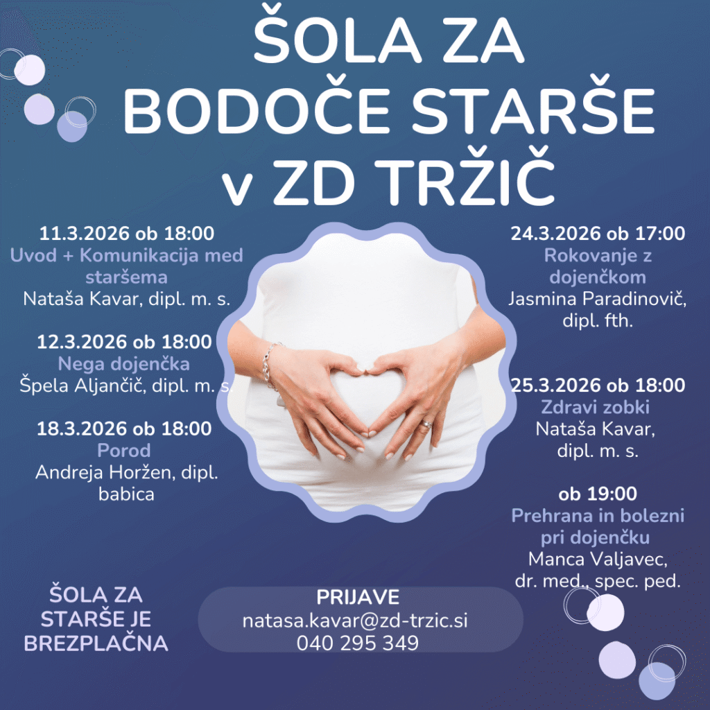šola za bodoče starše v ZD Tržič, urnik za marec